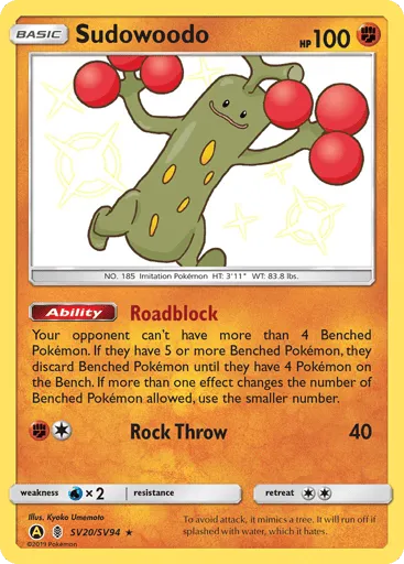 Sudowoodo SV20/SV94 Hidden Fates Shiny Vault