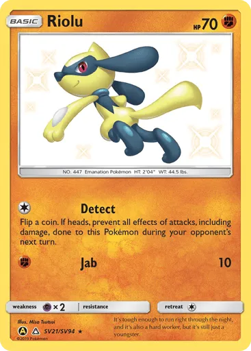 Riolu SV21/SV94 Hidden Fates Shiny Vault