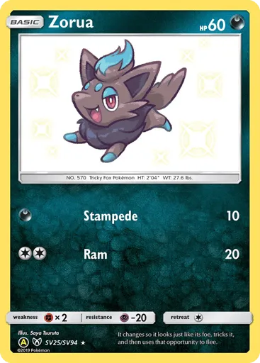 Zorua SV25/SV94 Hidden Fates Shiny Vault