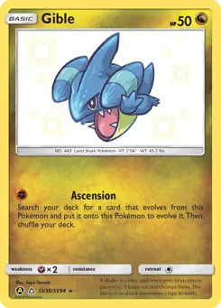 Gible SV38/SV94 Hidden Fates Shiny Vault