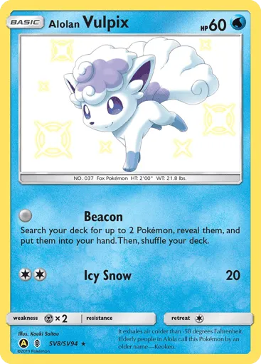 Alolan Vulpix SV8/SV94 Hidden Fates Shiny Vault