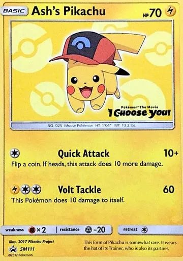 Ash's Pikachu SM111 SM Black Star Promos