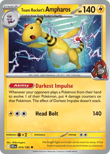 Team Rocket's Ampharos 074/182 Destined Rivals