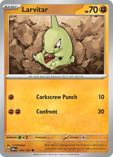Larvitar 105/197 Obsidian Flames