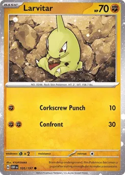 Larvitar 105/197 Cosmos Holo Obsidian Flames