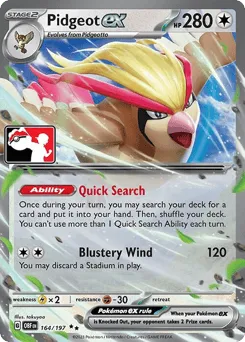 Pidgeot ex 164/197 Play Pokemon Stamp Holo Obsidian Flames