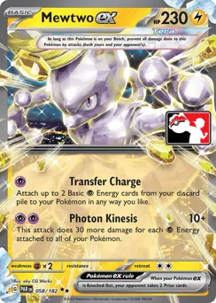 Mewtwo ex 058/182 Play Pokemon Stamp Holo Paradox Rift