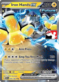 Iron Hands ex 070/182 Play Pokemon Stamp Holo Paradox Rift