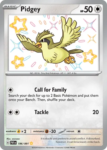 Pidgey 196/091 Paldean Fates