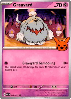 Greavard 042/091 Pumpkin Pikachu Stamp Paldean Fates