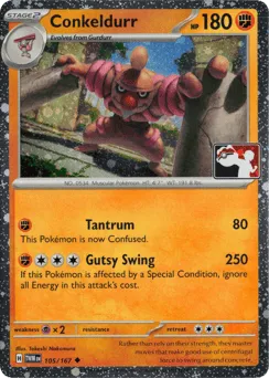 Conkeldurr 105/167 Play Pokemon Stamp Holo Twilight Masquerade