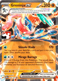 Greninja ex 106/167 Play Pokemon Stamp Holo Twilight Masquerade