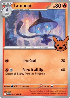 Lampent 037/167 Pumpkin Pikachu Stamp Twilight Masquerade
