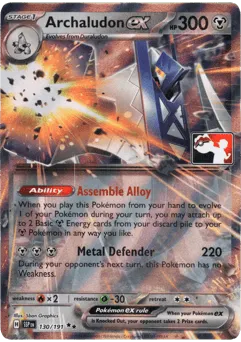 Archaludon ex 130/191 Play Pokemon Stamp Holo Surging Sparks