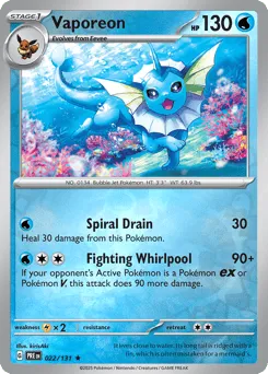 Vaporeon 022/131 Reverse Holo Prismatic Evolutions