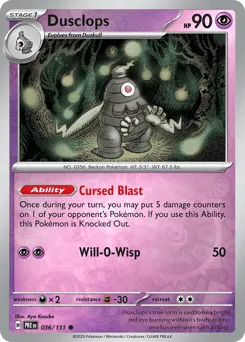Dusclops 036/131 Reverse Holo Prismatic Evolutions