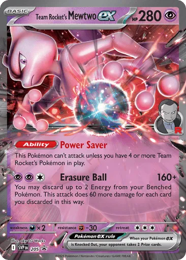 Team Rocket’s Mewtwo ex 205 Scarlet & Violet Black Star Promos