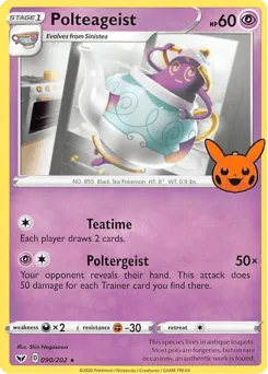 Polteageist 090/202 Pumpkin Pikachu Stamp Sword & Shield