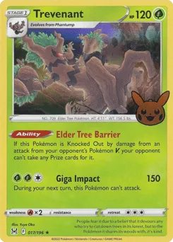 Trevenant 017/196 Pumpkin Pikachu Stamp Lost Origin