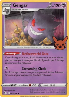 Gengar 066/196 Pumpkin Pikachu Stamp Lost Origin