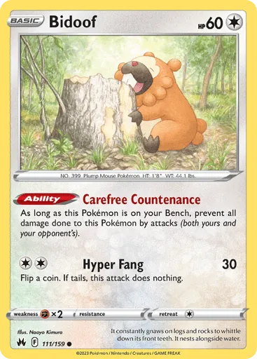 Bidoof 111/159 Crown Zenith