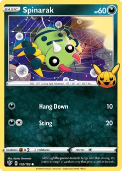 Spinarak 102/189 Pumpkin Pikachu Stamp Darkness Ablaze