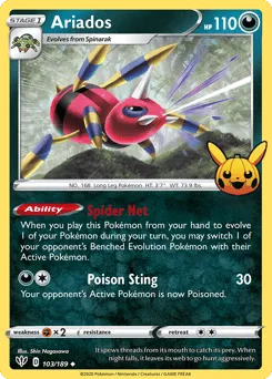 Ariados 103/189 Pumpkin Pikachu Stamp Darkness Ablaze