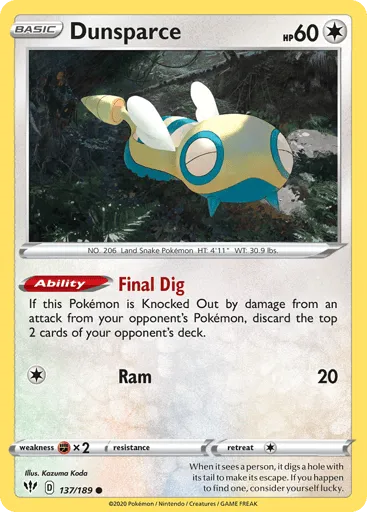 Dunsparce 137/189 Darkness Ablaze