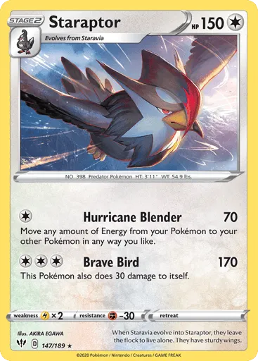 Staraptor 147/189 Darkness Ablaze