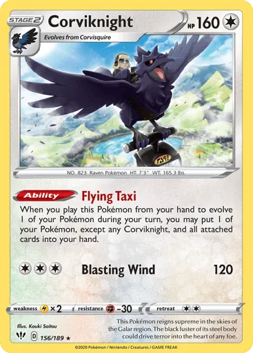 Corviknight 156/189 Darkness Ablaze