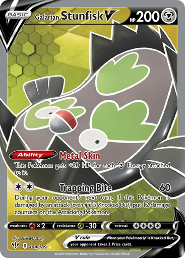 Galarian Stunfisk V 184/189 Darkness Ablaze