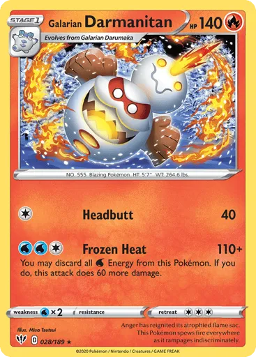 Galarian Darmanitan 028/189 Darkness Ablaze