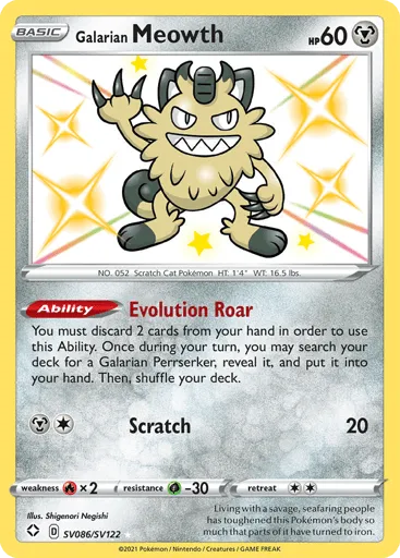 Galarian Meowth SV086/SV122 Shining Fates Shiny Vault