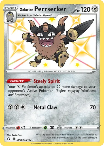 Galarian Perrserker SV087/SV122 Shining Fates Shiny Vault