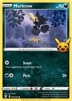 Murkrow 093/163 Pumpkin Pikachu Stamp Battle Styles
