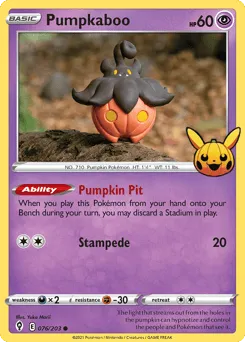 Pumpkaboo 076/203 Pumpkin Pikachu Stamp Evolving Skies