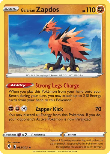 Galarian Zapdos 082/203 Evolving Skies