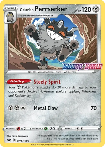 Galarian Perrserker SWSH008 SWSH Black Star Promos