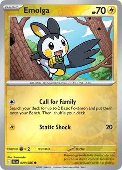 Emolga 029/086 Reverse Holo Black Bolt